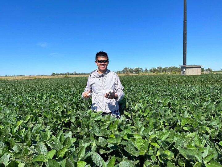 A man standing in a field.
