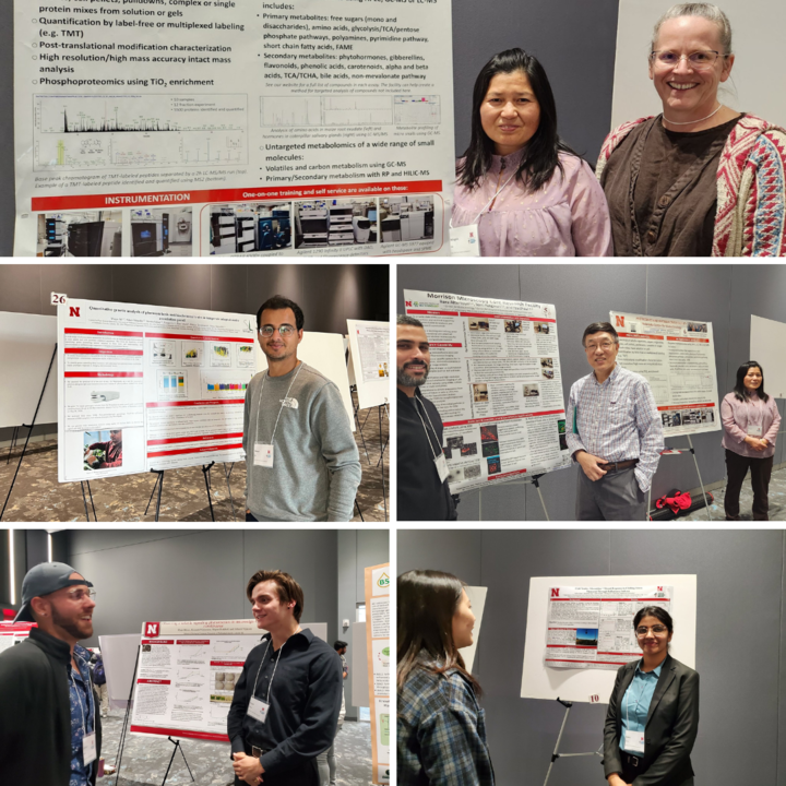 A photo collage of students standing next to their science posters